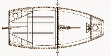 The sail plans above show the boat with a 'leg-o-mutton' and a 